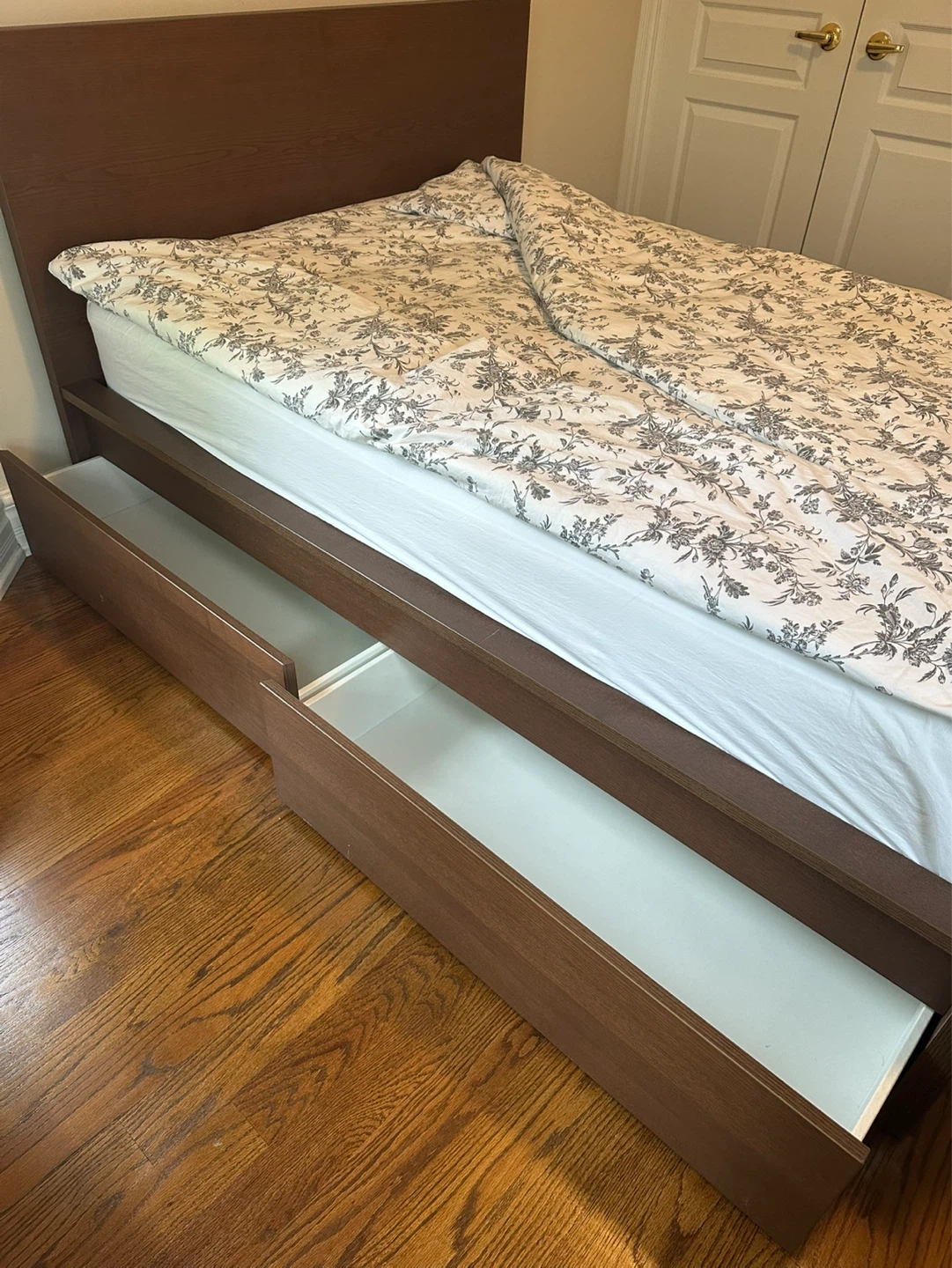 Full High bed frame/4 storage boxes, brown, wood - photo 3
