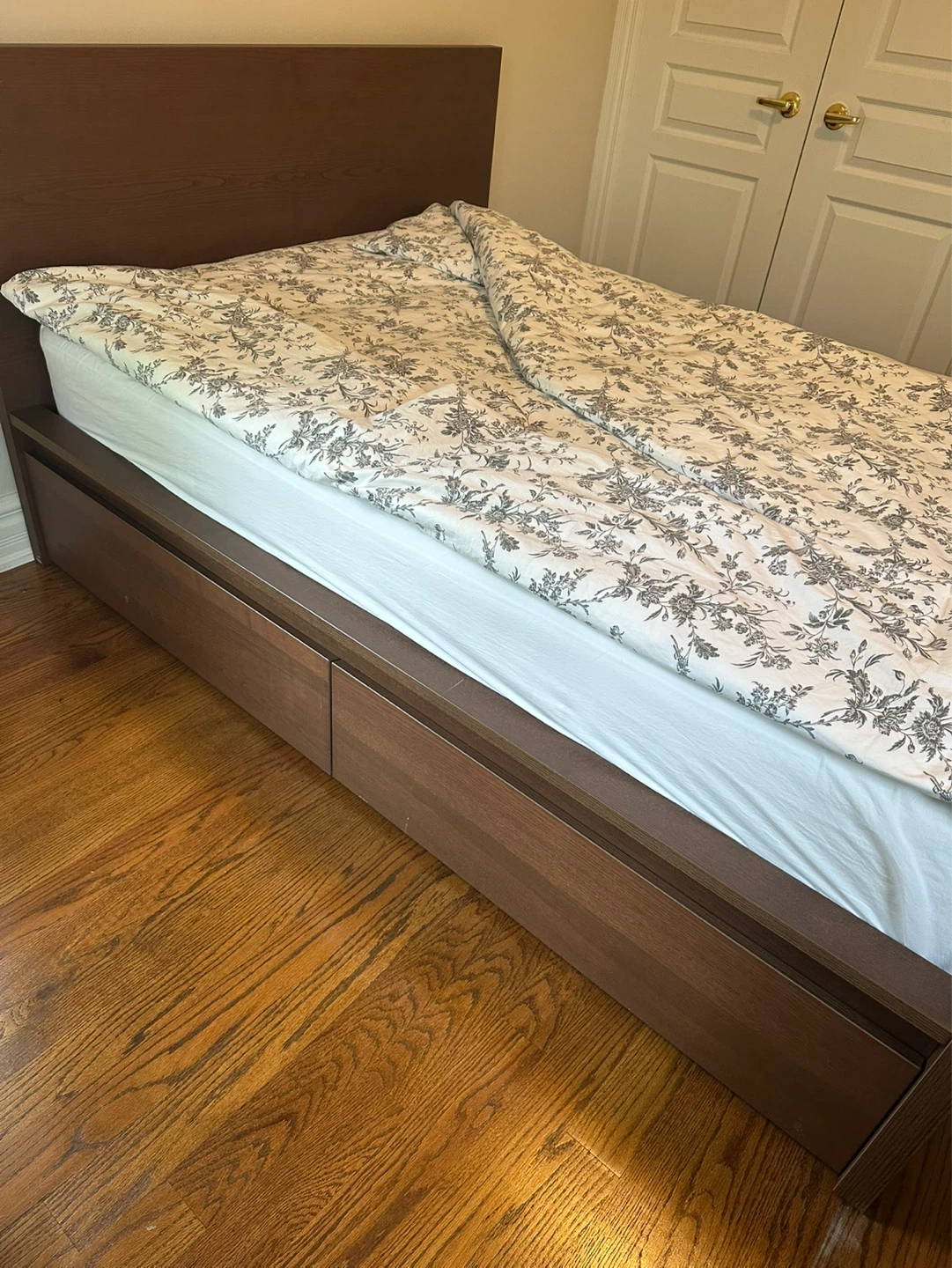 Full High bed frame/4 storage boxes, brown, wood - photo 2