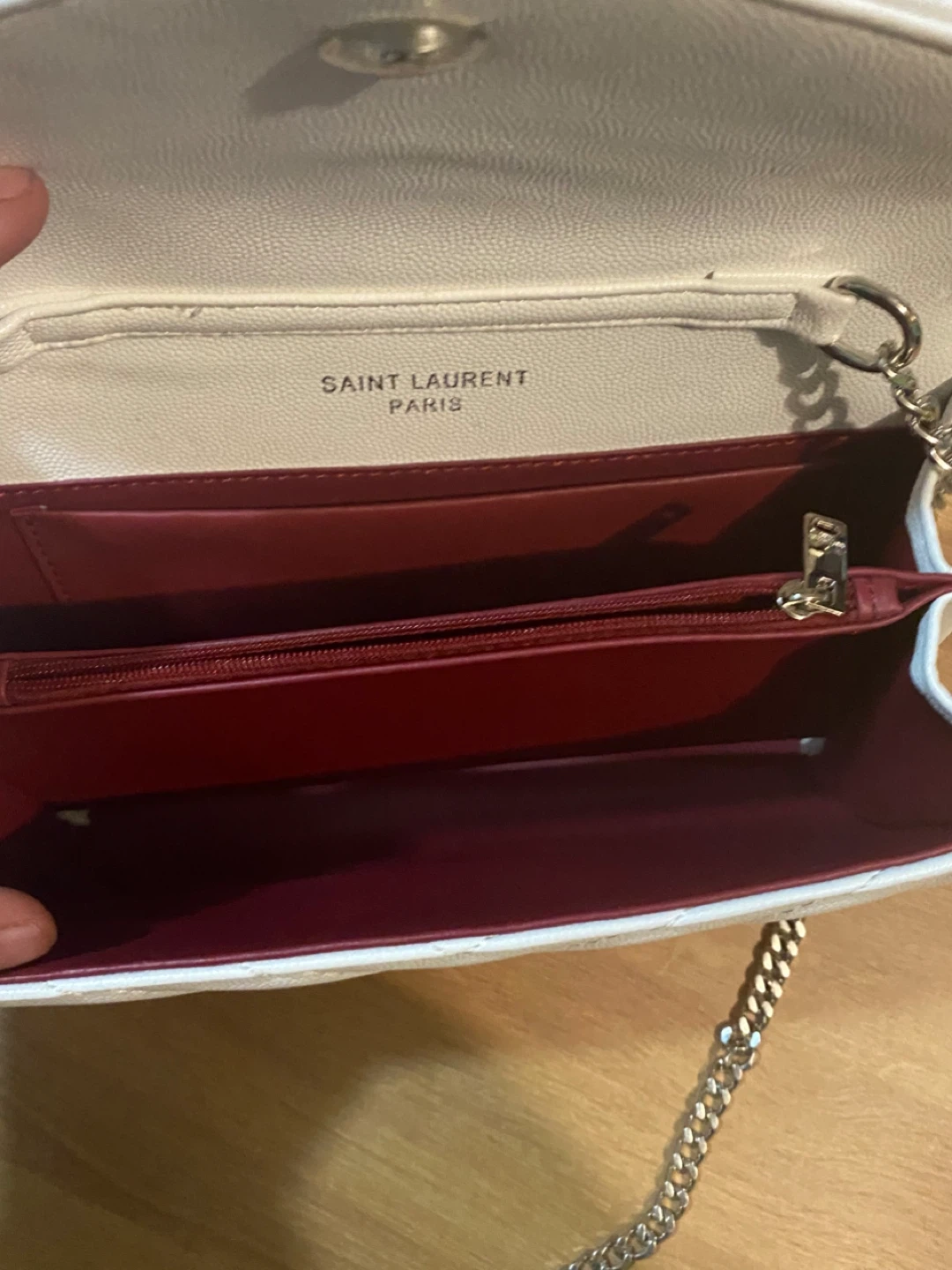 Saint Laurent Paris White Quilted  Chain Wallet - photo 4