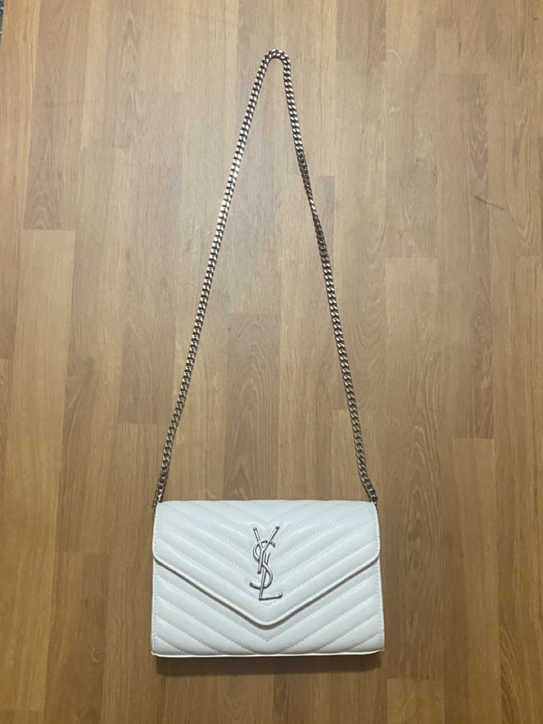 Saint Laurent Paris White Quilted  Chain Wallet - photo 3