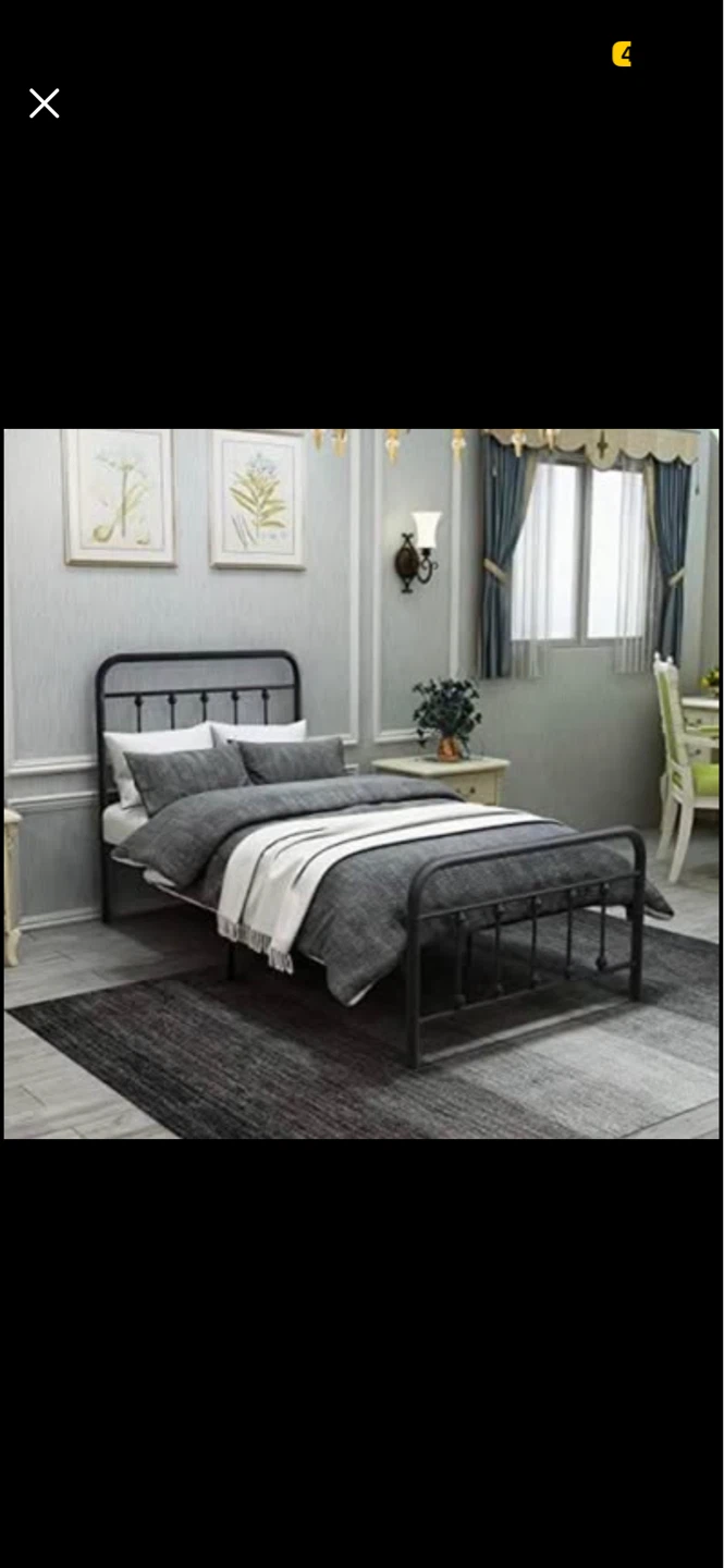 Black Metal Bed Frame - Twin Size