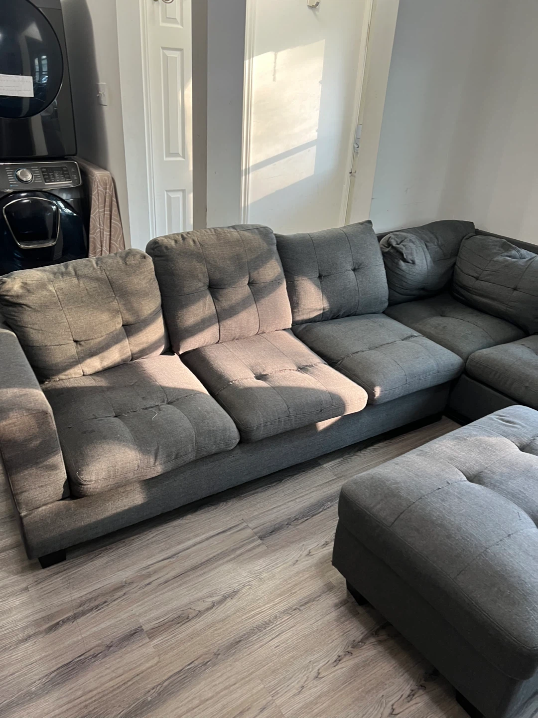 Grey Sectional Sofa with Storage Ottoman - photo 5