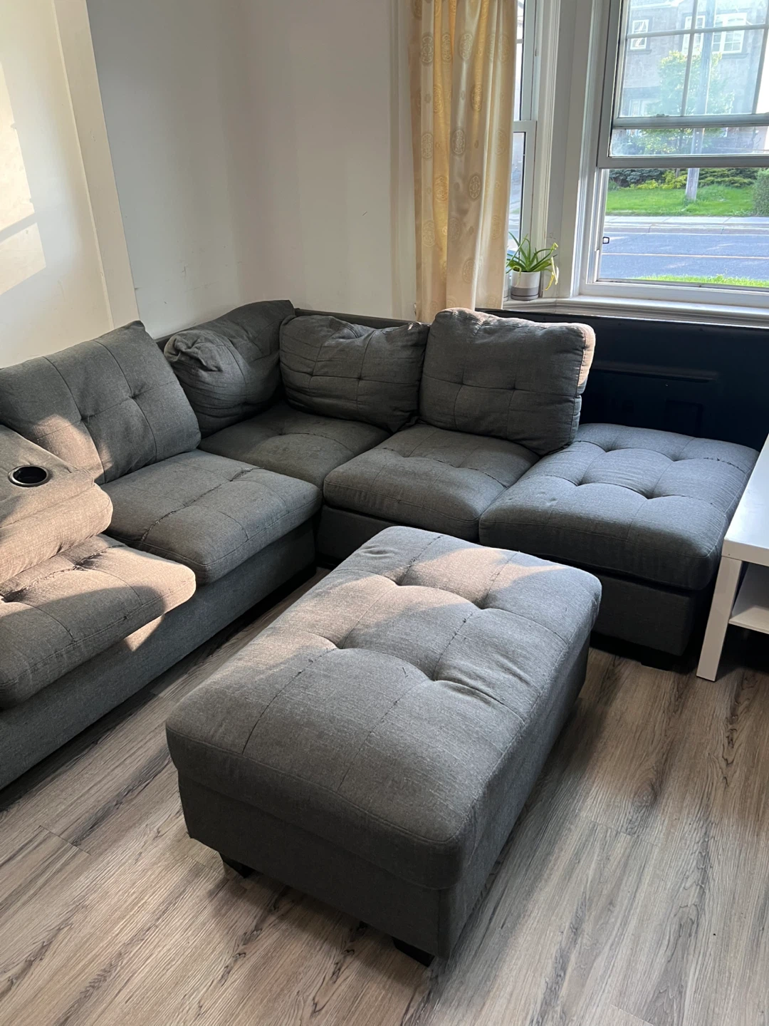 Grey Sectional Sofa with Storage Ottoman