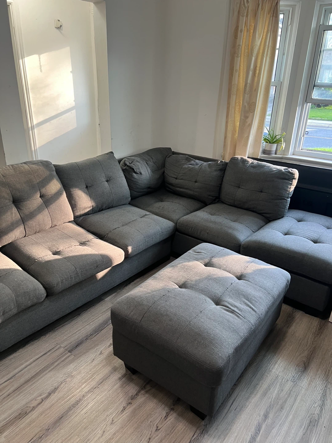 Grey Sectional Sofa with Storage Ottoman - photo 4