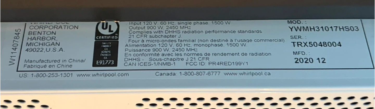 Whirlpool Over-the-Range Microwave YWMH31017HS03 - photo 2