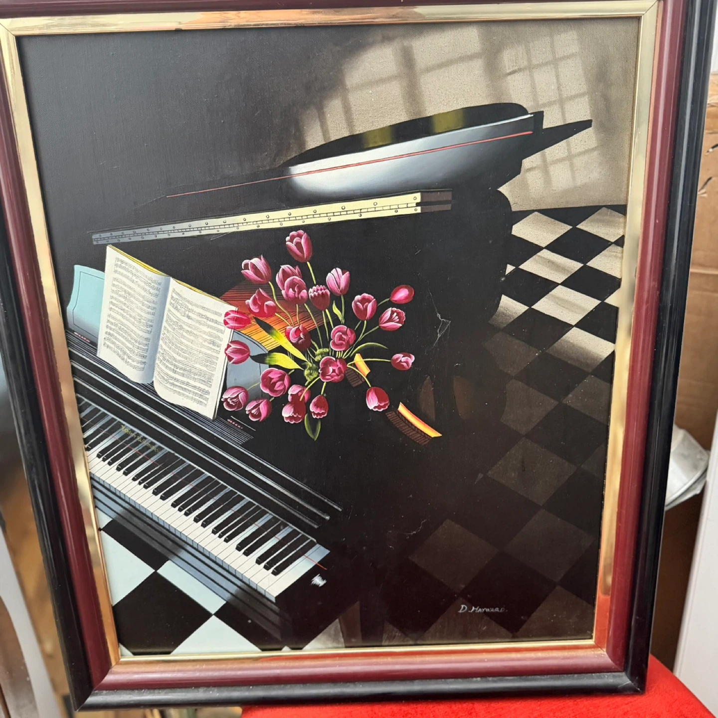 Framed Art Print - Piano and Tulips Still Life - photo 2