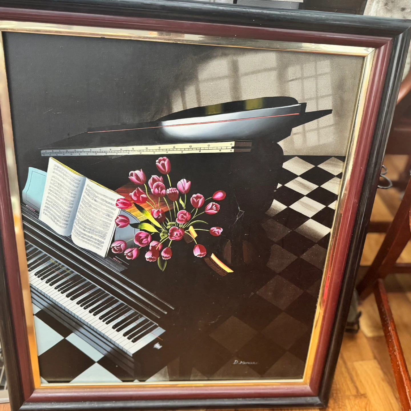 Framed Art Print - Piano and Tulips Still Life - photo 3