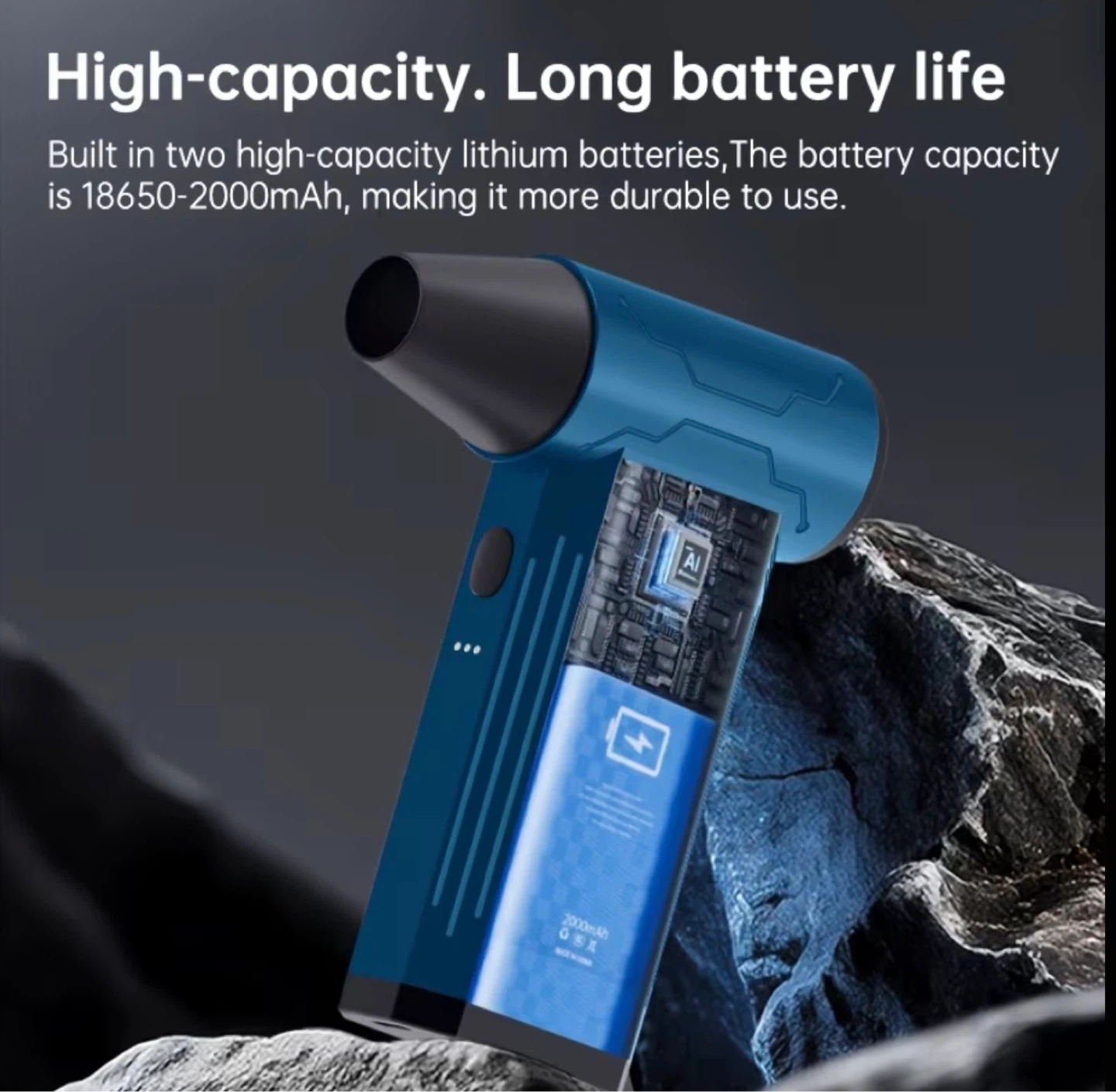 Blue Cordless Blower with 90000 RPM Motor