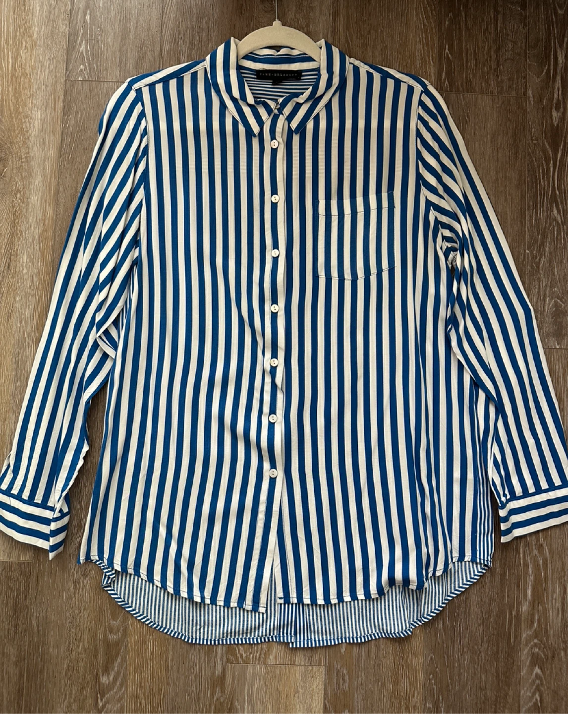 JANE DELANCEY Blue & White Striped Button-Up Shirt