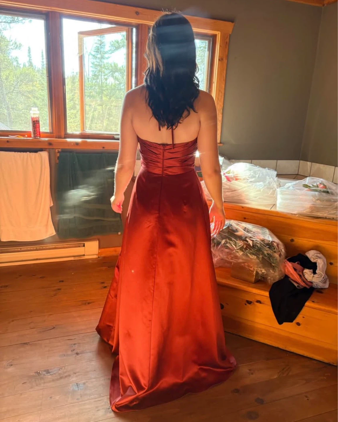 Copper Satin halter Gown - photo 2