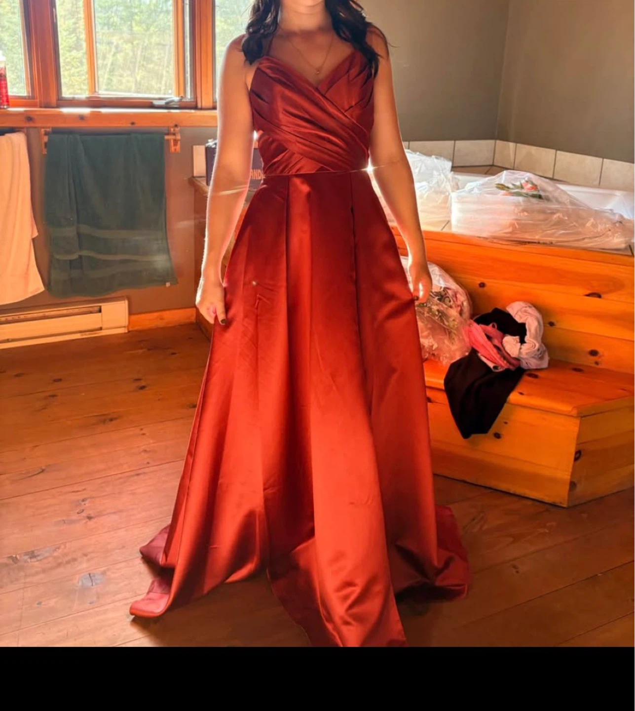 Copper Satin halter Gown