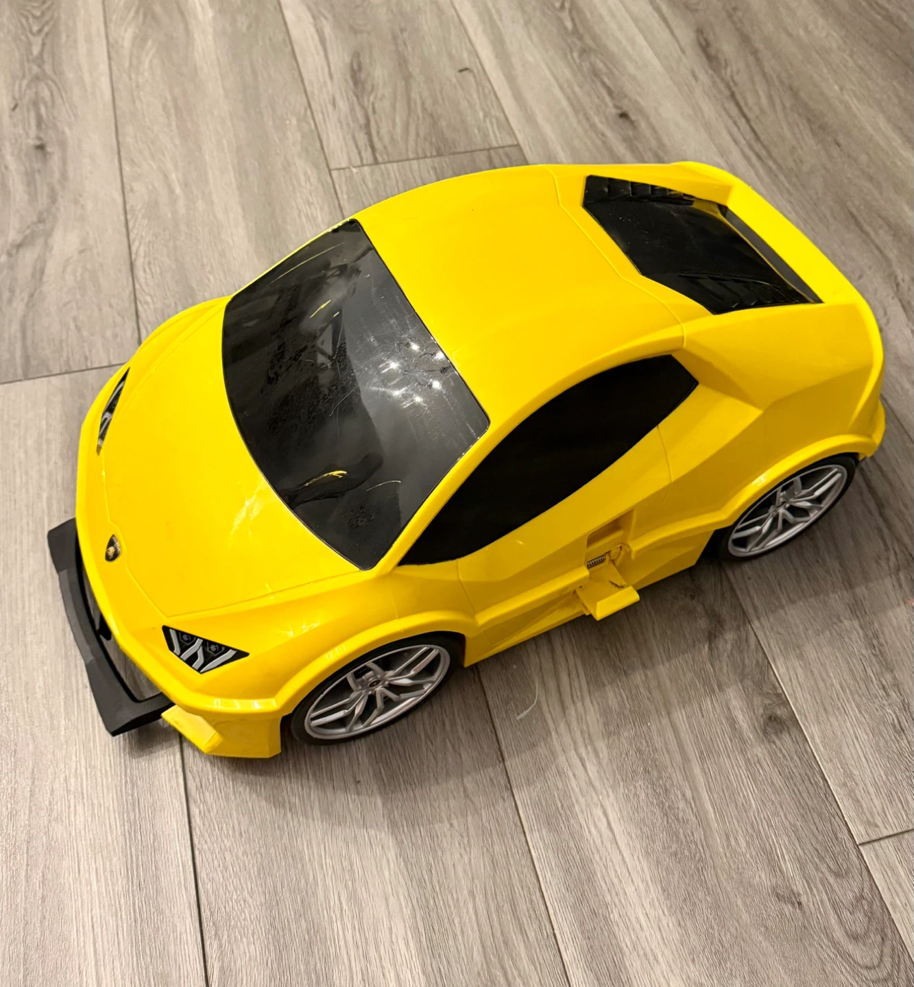 Yellow Lamborghini Ride-On Suitcase for Kids