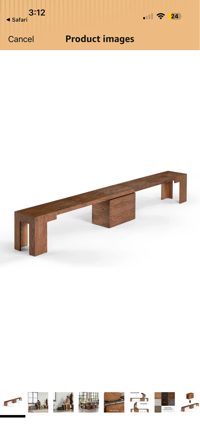 Transformer table Extendable Wooden Bench with Hidden Storage