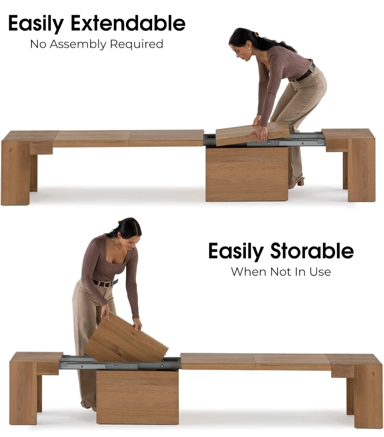 Transformer table Extendable Wooden Bench with Hidden Storage - photo 5