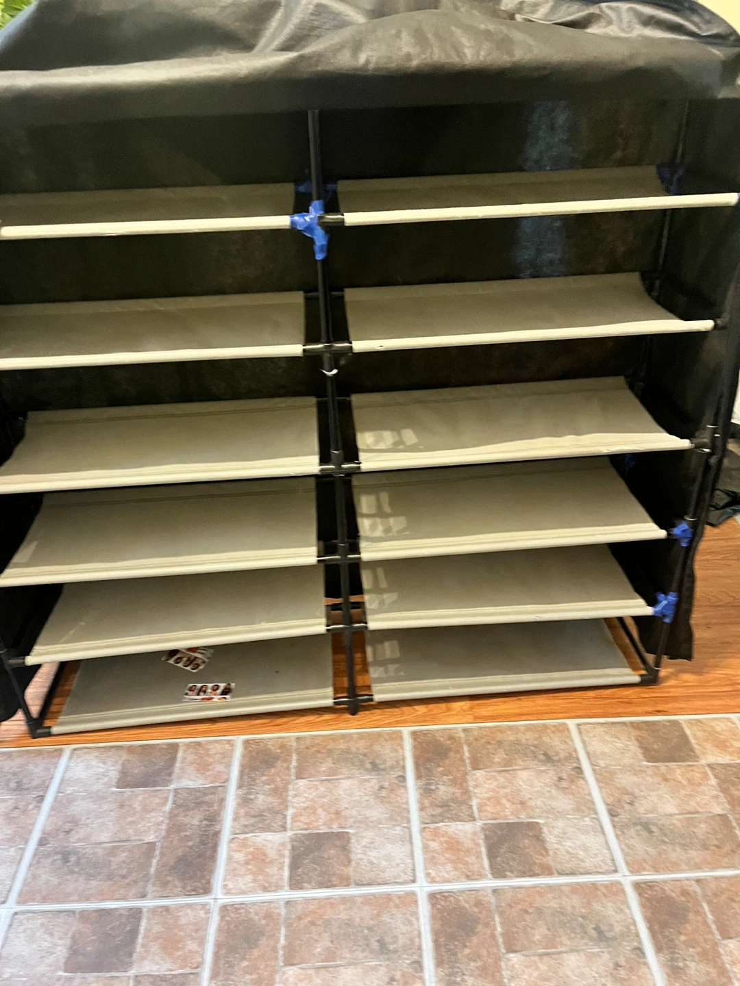 Black 10-Tier Shoe Rack with Cover
