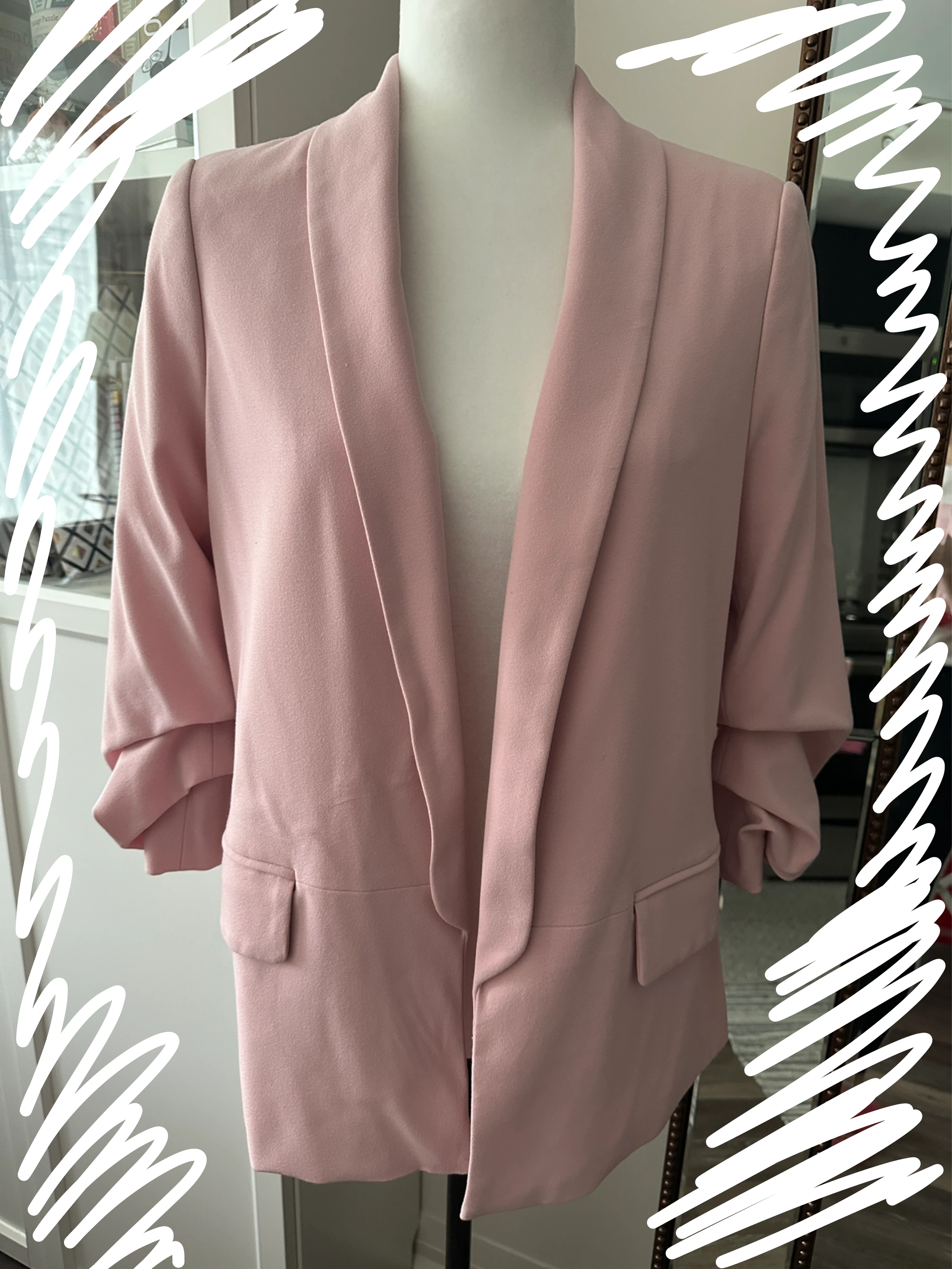 Banana Republic Pink Ruched Sleeve Blazer - Size S
