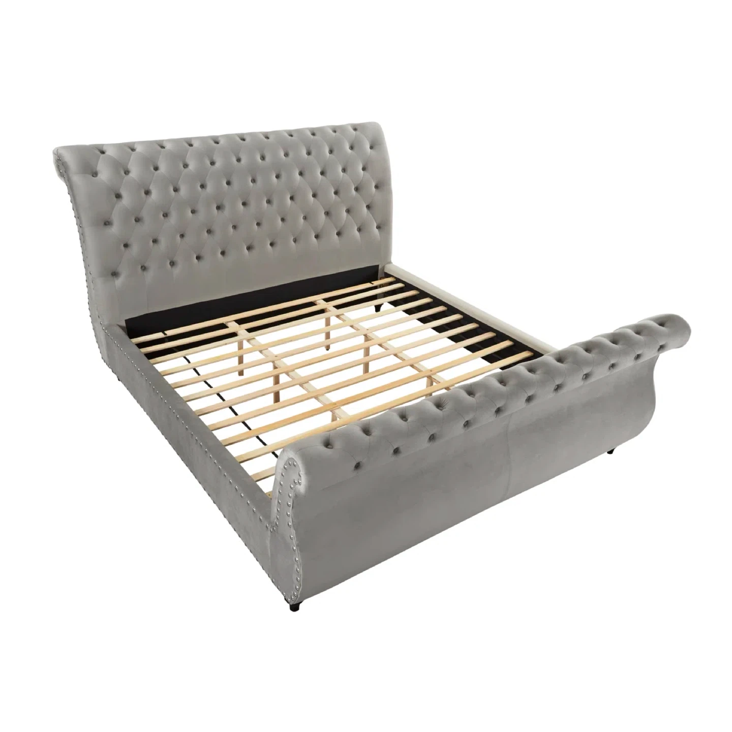 King Tufted Sleigh Bed Frame Headboard - photo 4
