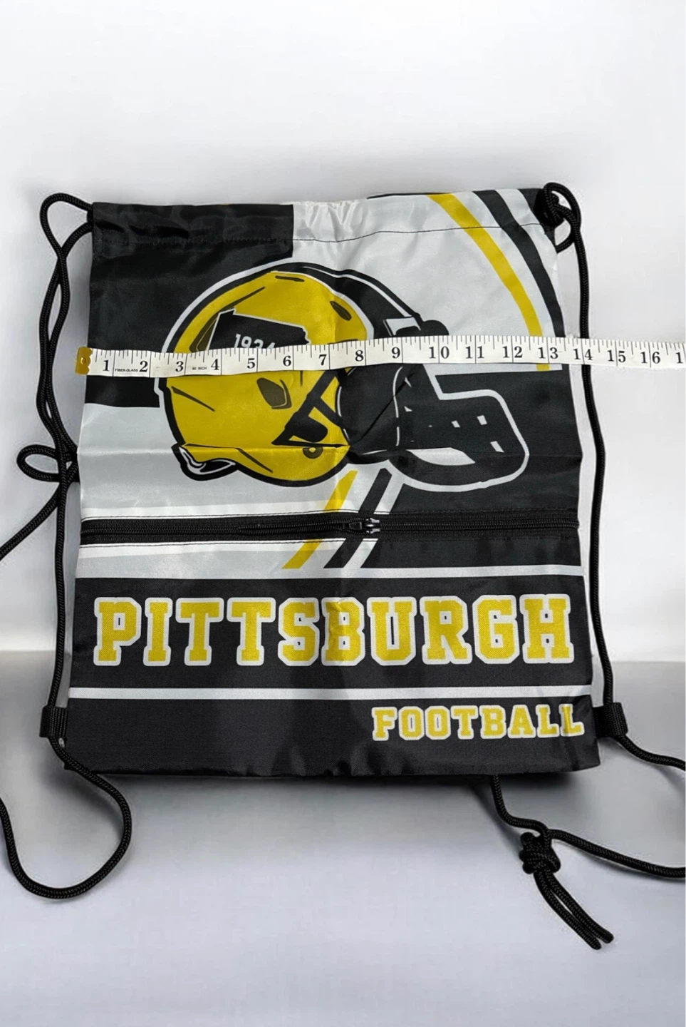 Pittsburgh Football Drawstring Bag with Zipper Pockets - photo 3
