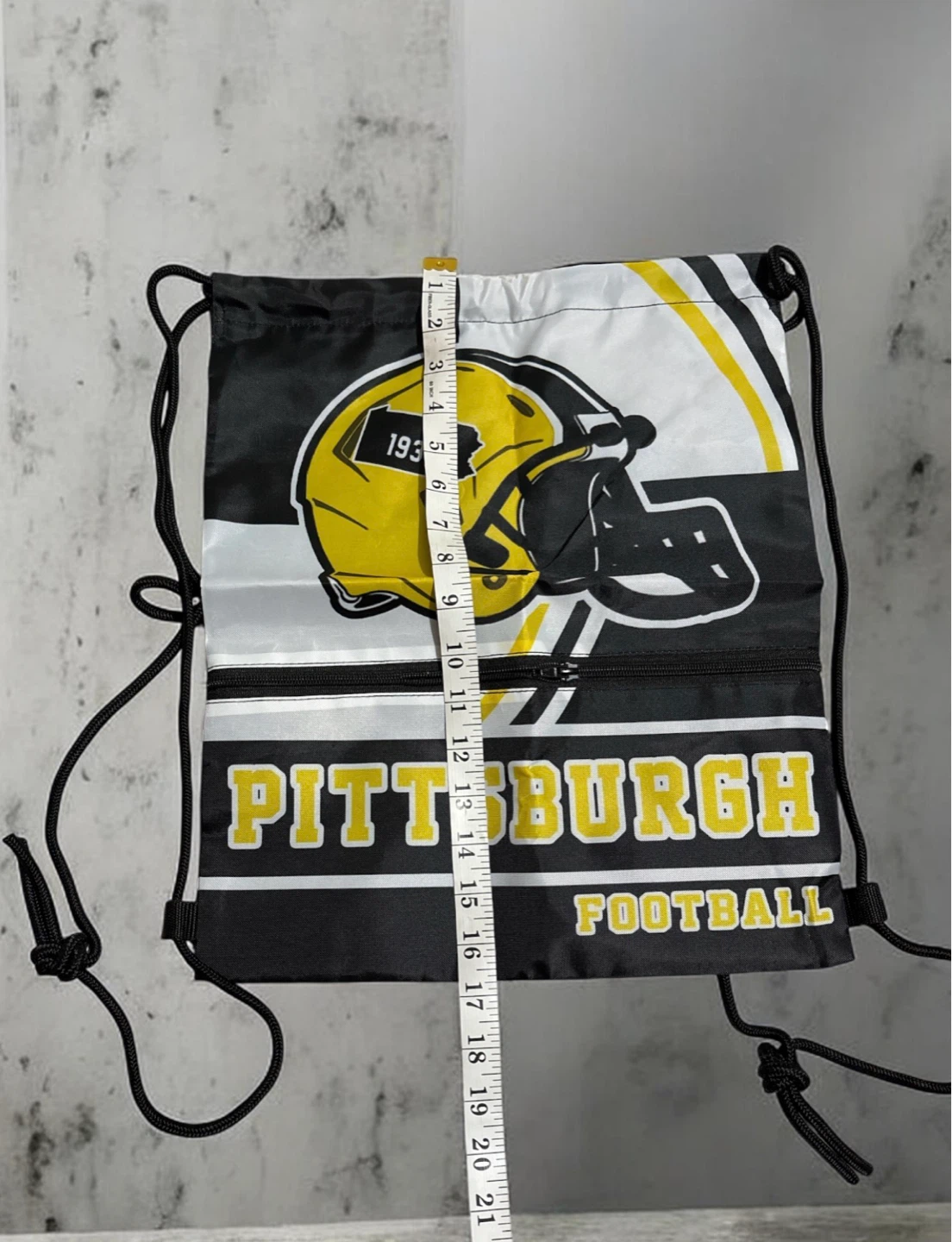 Pittsburgh Football Drawstring Bag with Zipper Pockets - photo 2