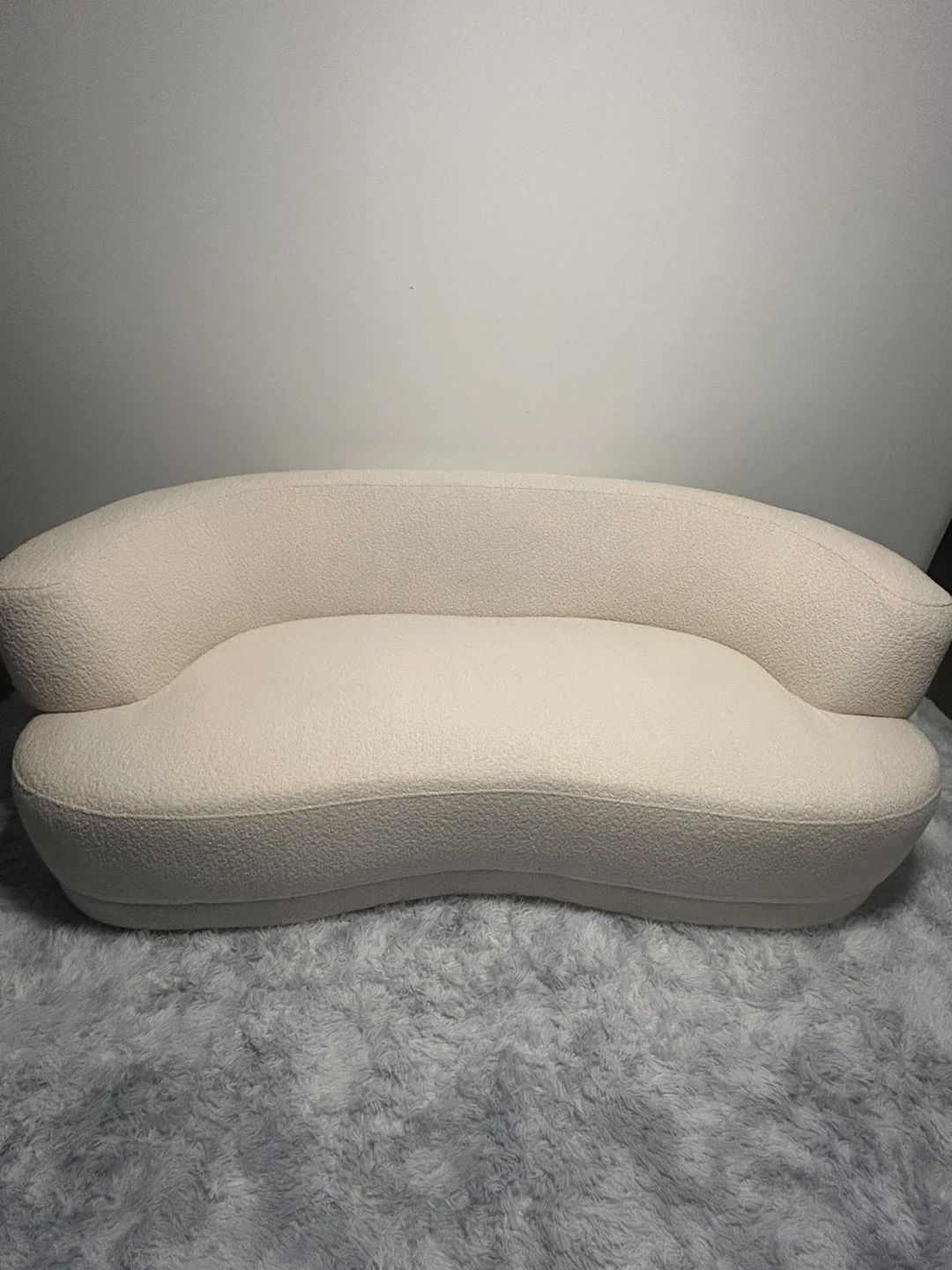 Cream Boucle Curved Sofa