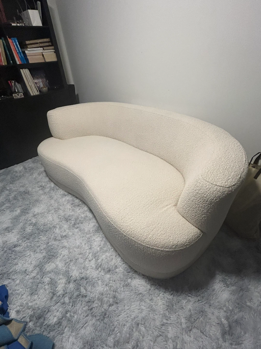 Cream Boucle Curved Sofa - photo 2