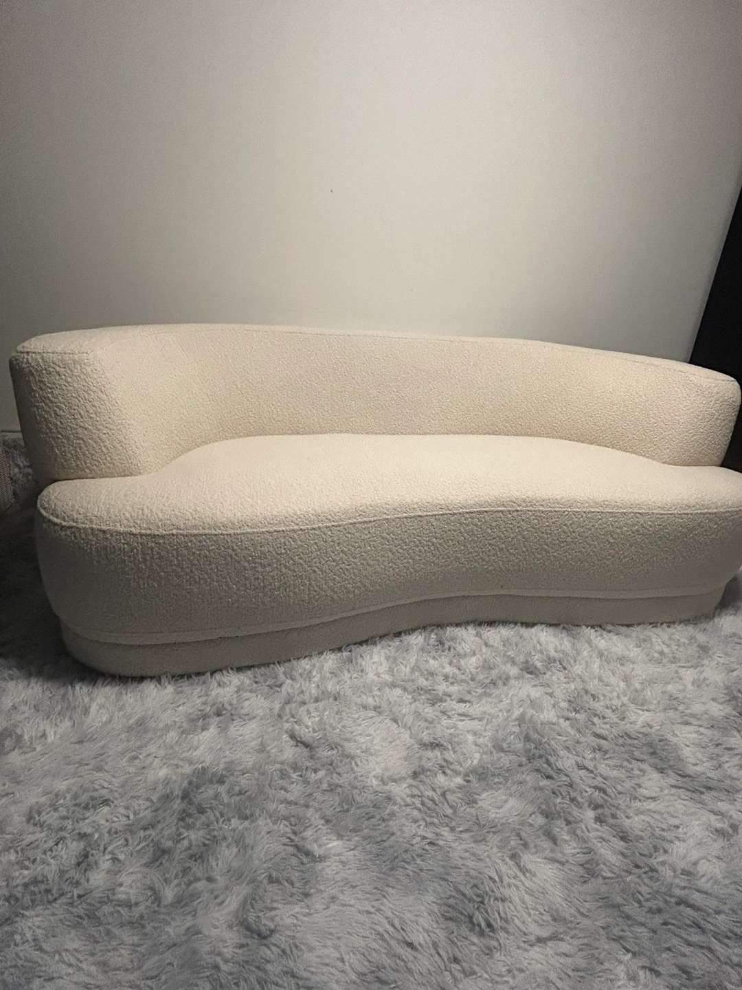 Cream Boucle Curved Sofa - photo 3