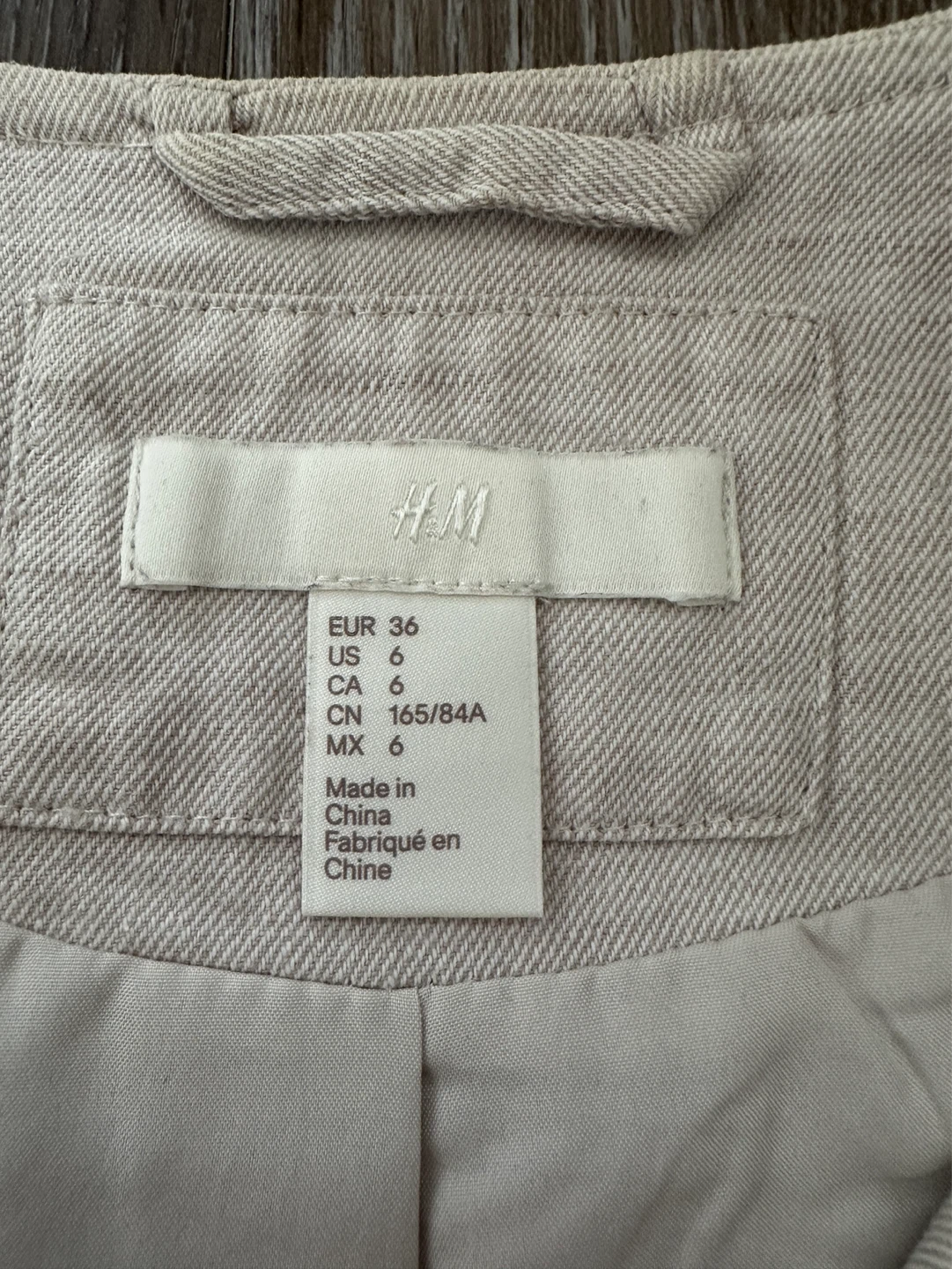 H&M Beige linen blend Cropped Moto Jacket - photo 5