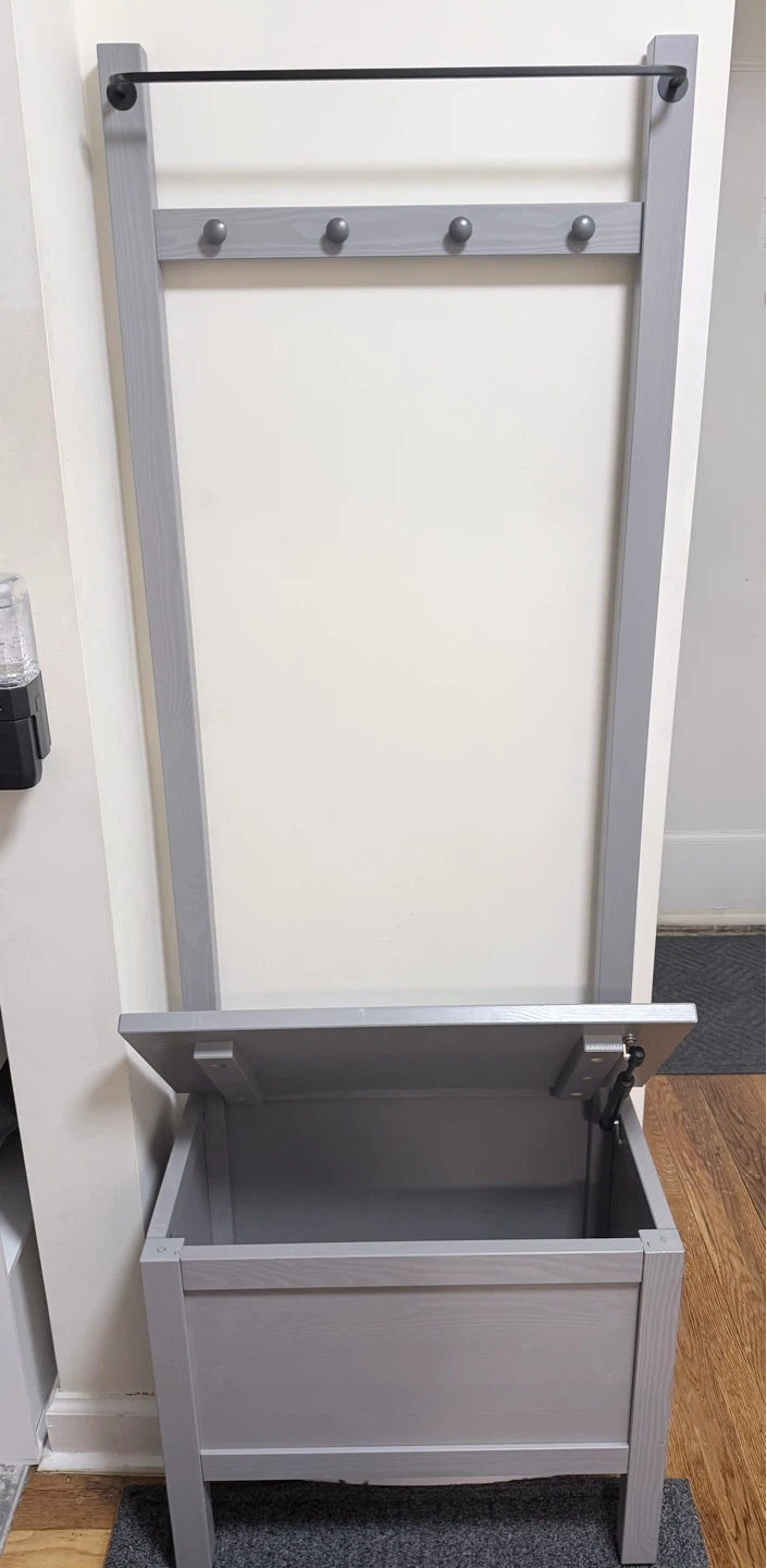 Gray Hall Tree with Storage Bench and Coat Hooks - photo 3
