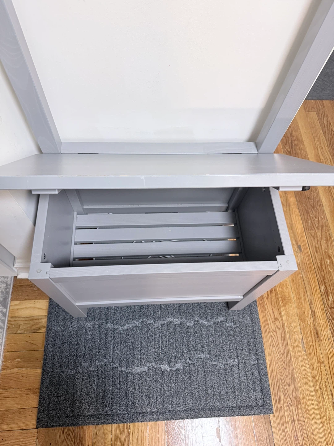 Gray Hall Tree with Storage Bench and Coat Hooks - photo 2