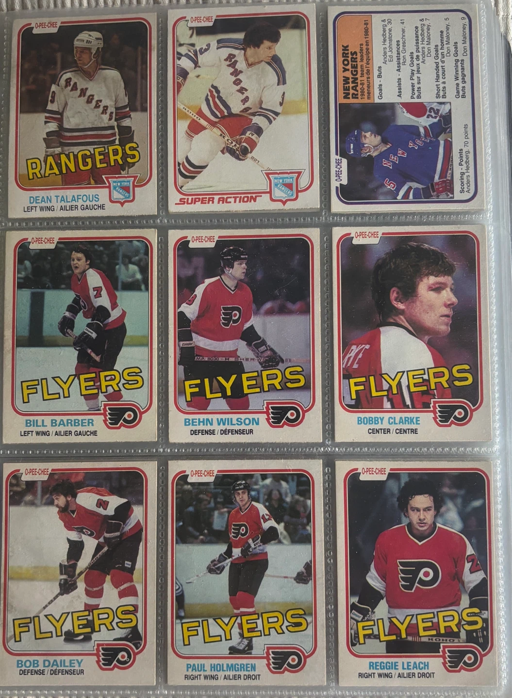 O-Pee-Chee Hockey Cards - 1980-81 Rangers & Flyers Players