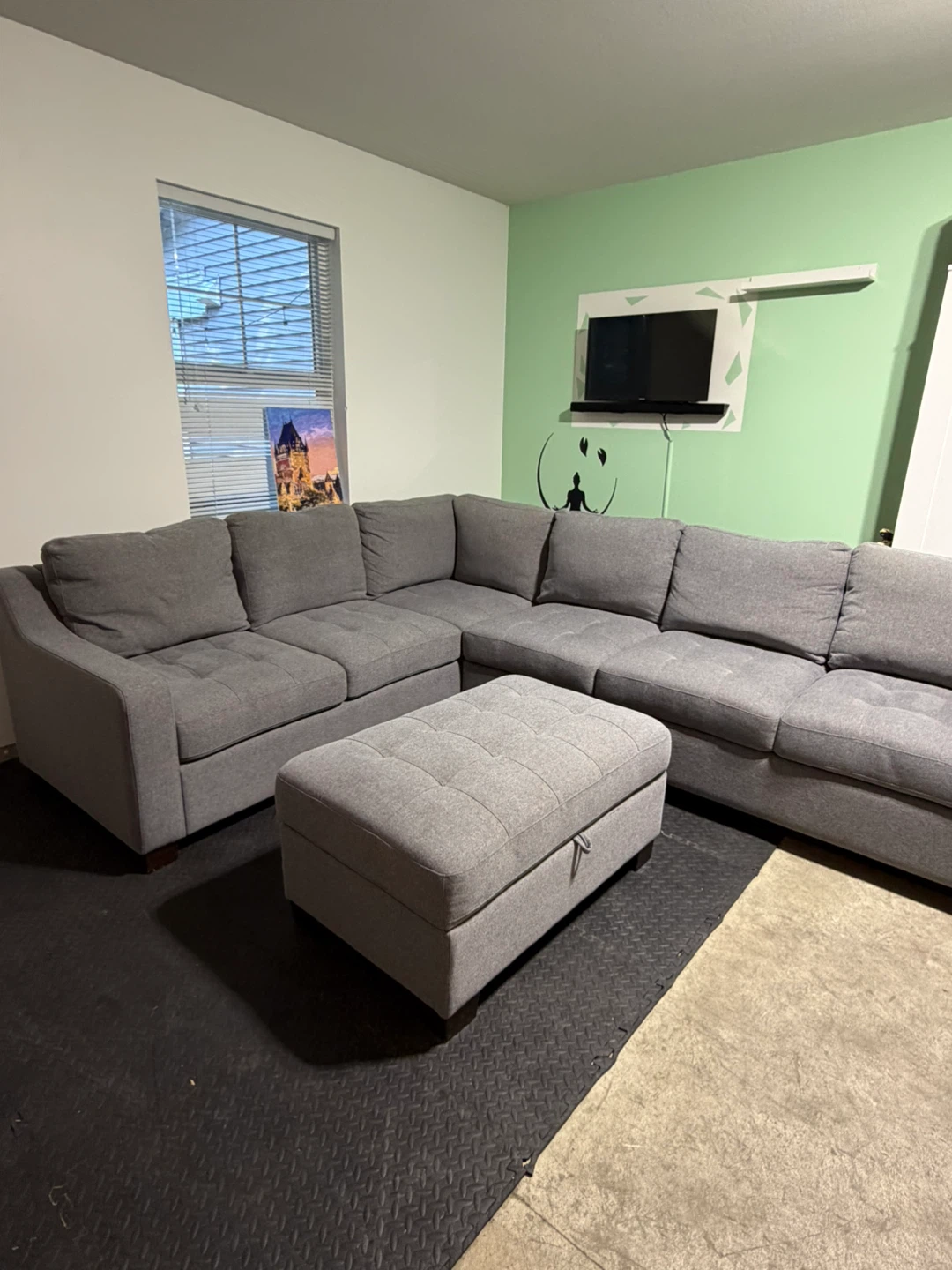 Grey Sectional Sofa with Storage Ottoman ( Delivery Available ) - photo 2