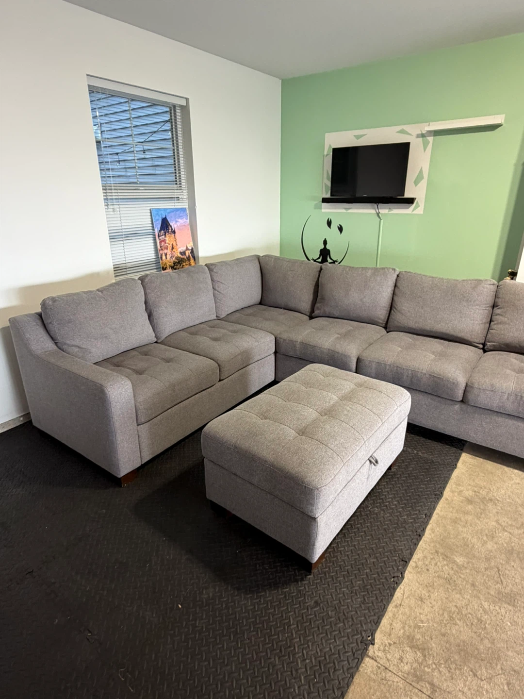 Grey Sectional Sofa with Storage Ottoman ( Delivery Available ) - photo 4