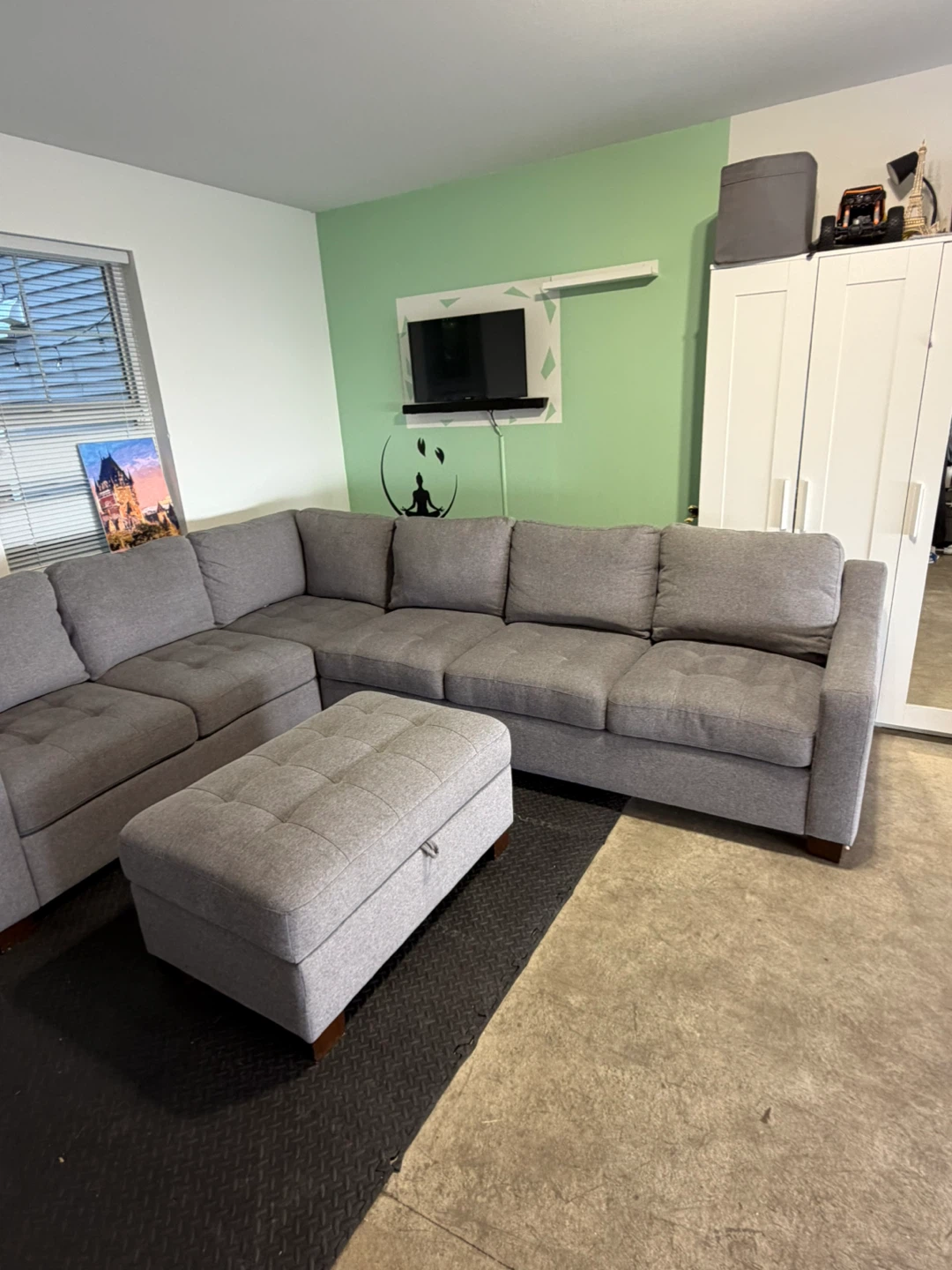 Grey Sectional Sofa with Storage Ottoman ( Delivery Available )
