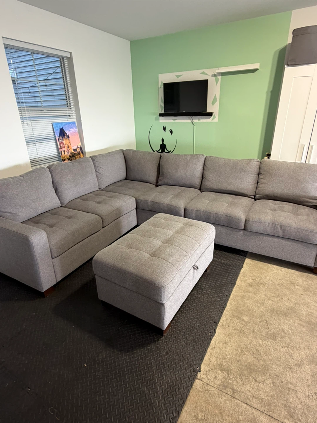 Grey Sectional Sofa with Storage Ottoman ( Delivery Available ) - photo 3