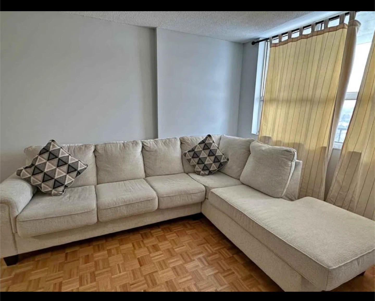 Light Beige Sectional Sofa with Chaise