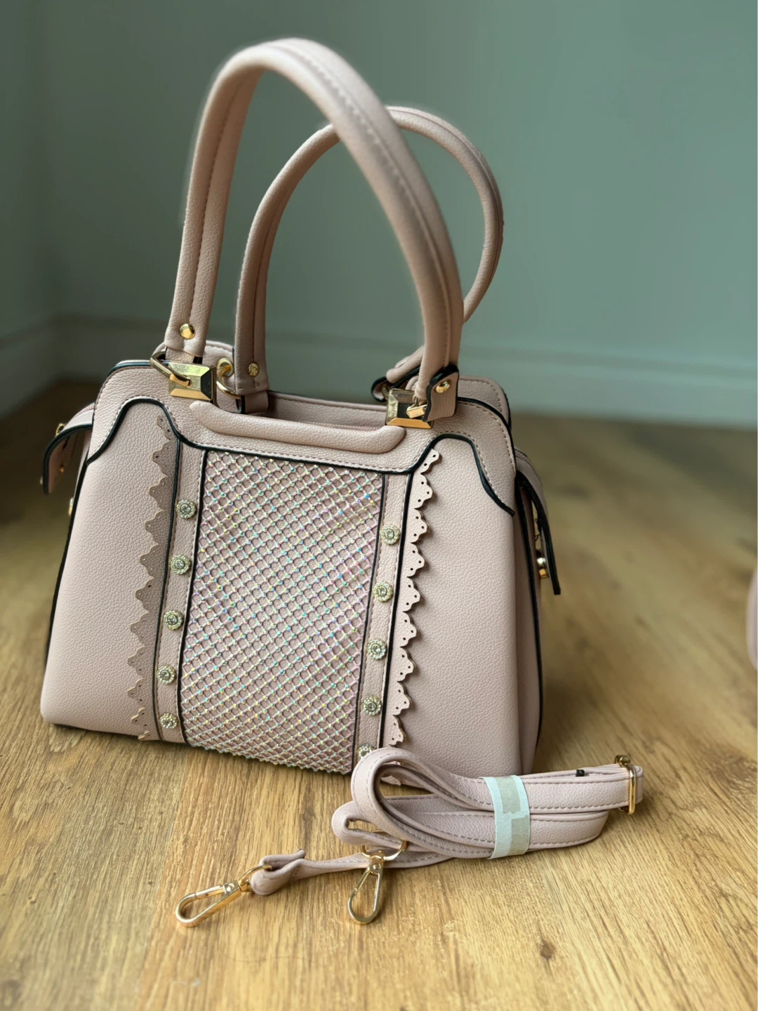 Pink Faux Leather Handbags with Shoulder Straps (per 1) - photo 3