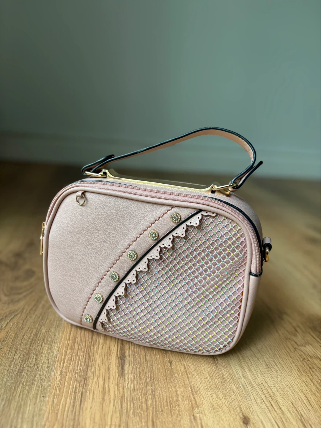 Pink Faux Leather Handbags with Shoulder Straps (per 1) - photo 2