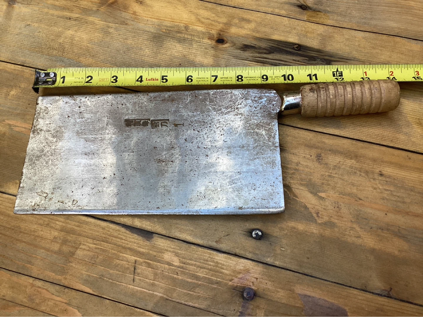 Vintage Oriental Marked #1 Meat Cleaver Wood Handle!