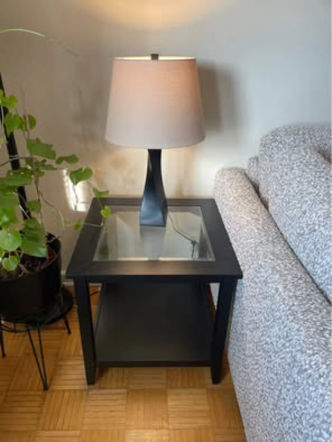 Table Lamp with Beige Drum Shade
