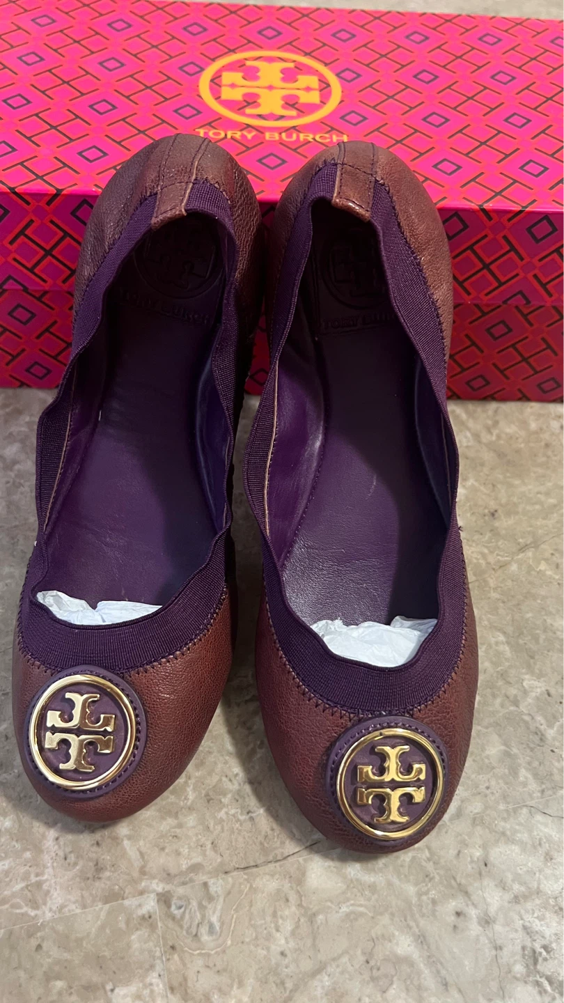 Tory Burch Women's Ballet Flats Size 6M Purple Leather