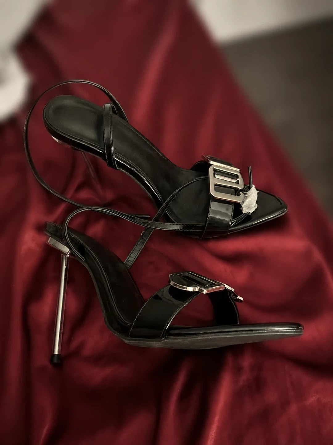 Black Patent Heels with Silver Buckle - photo 2