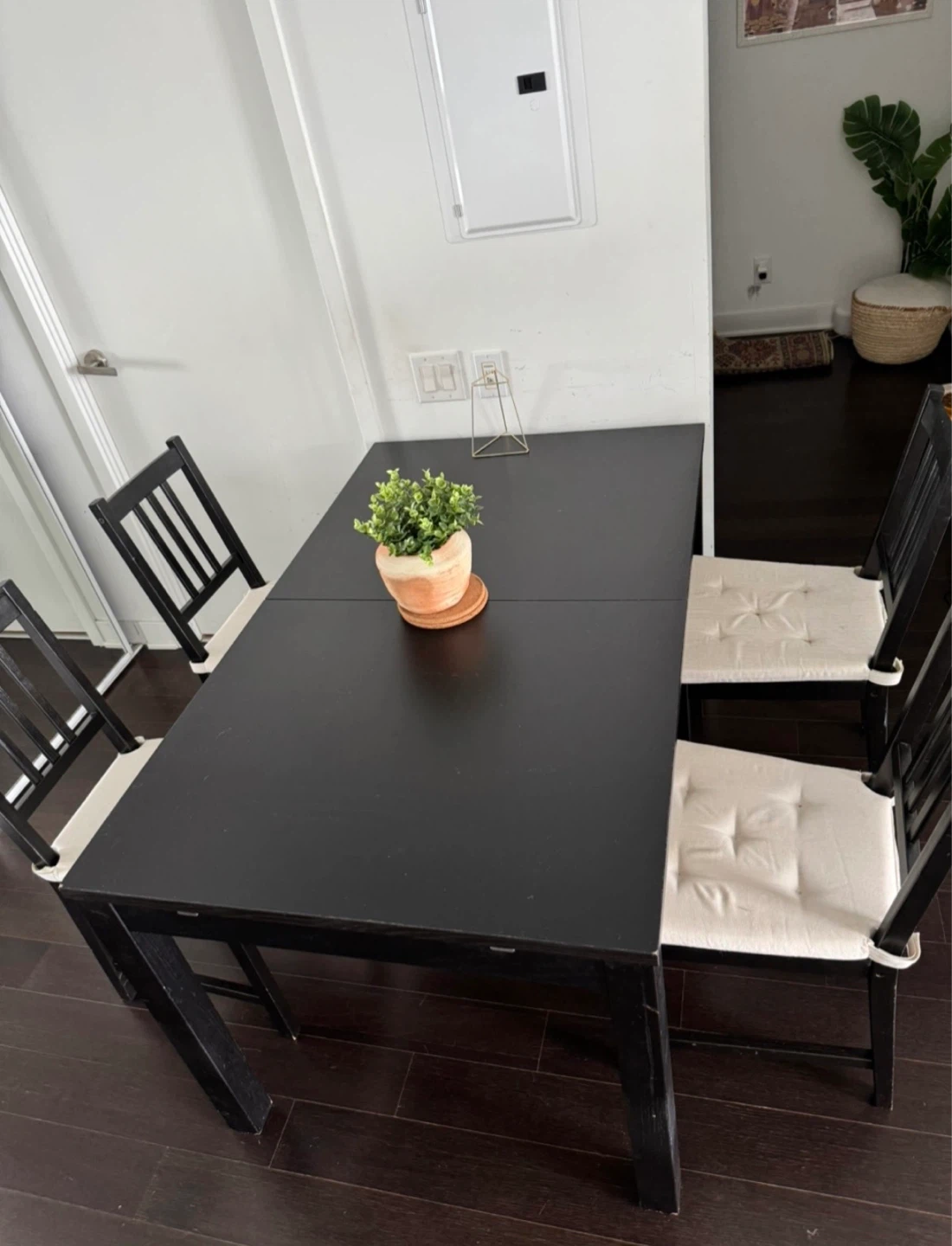 IKEA Extendable Black Dining Table and Chairs