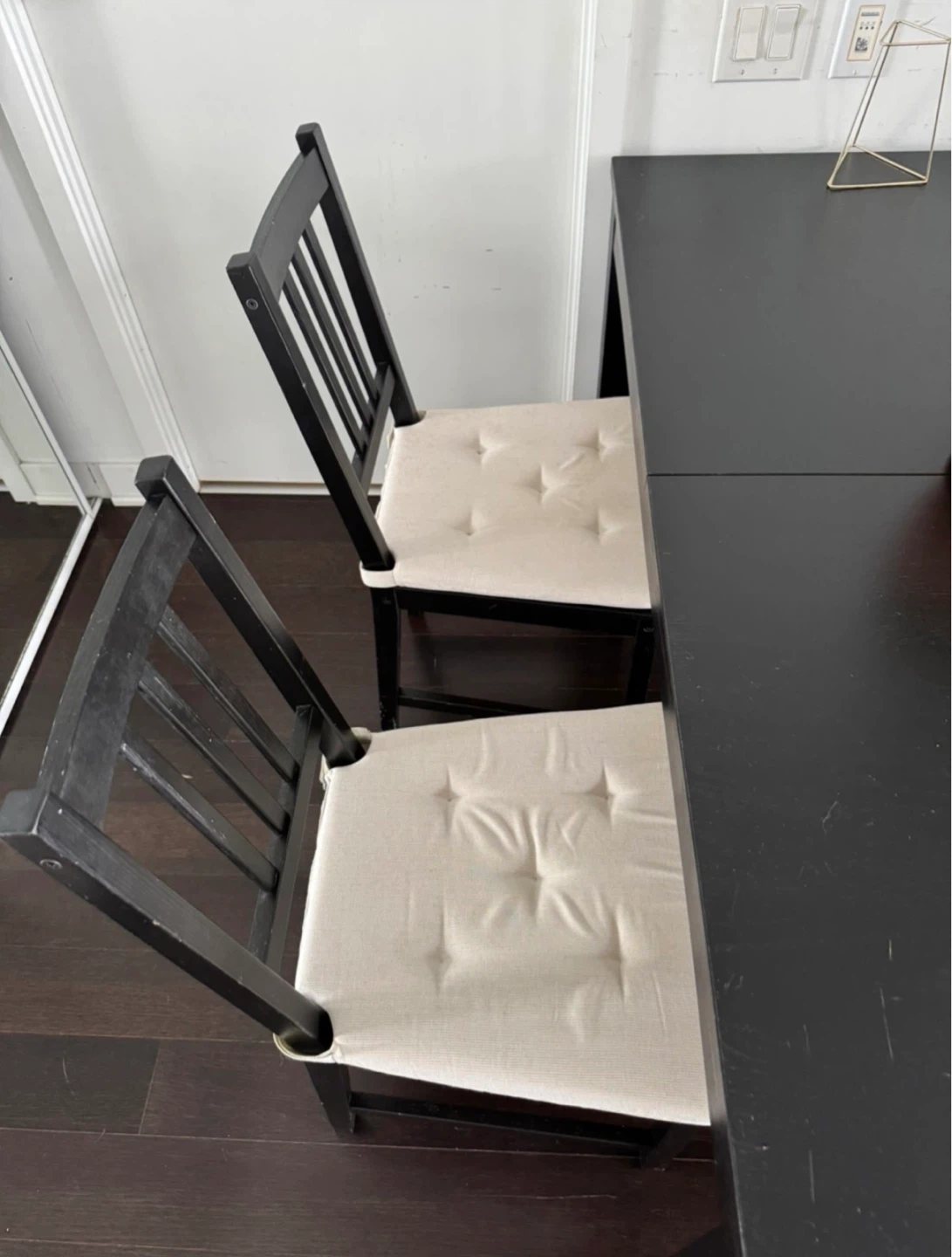 IKEA Extendable Black Dining Table and Chairs - photo 3