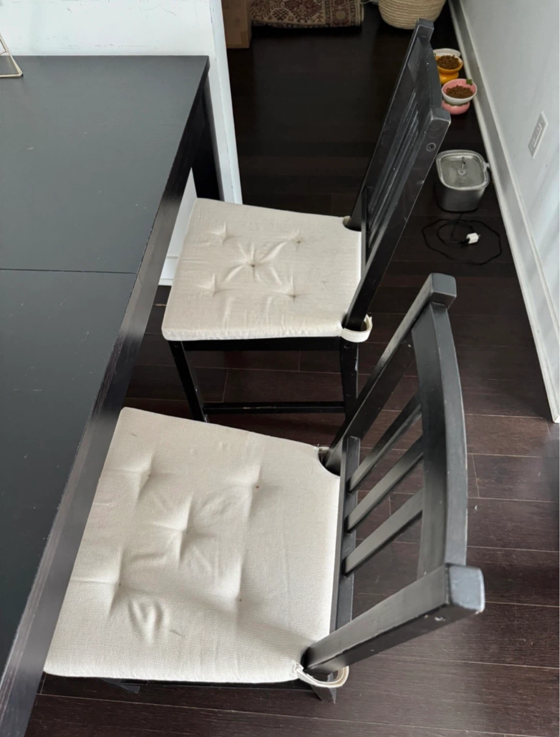 IKEA Extendable Black Dining Table and Chairs - photo 2