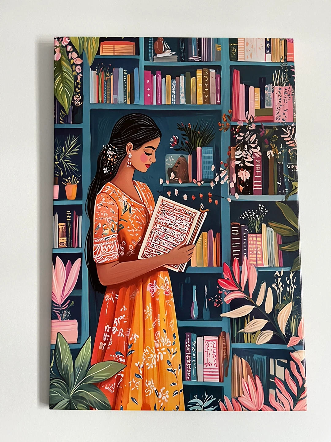 Framed Book-lover Canvas Wall Art 23.6X15.7 inches