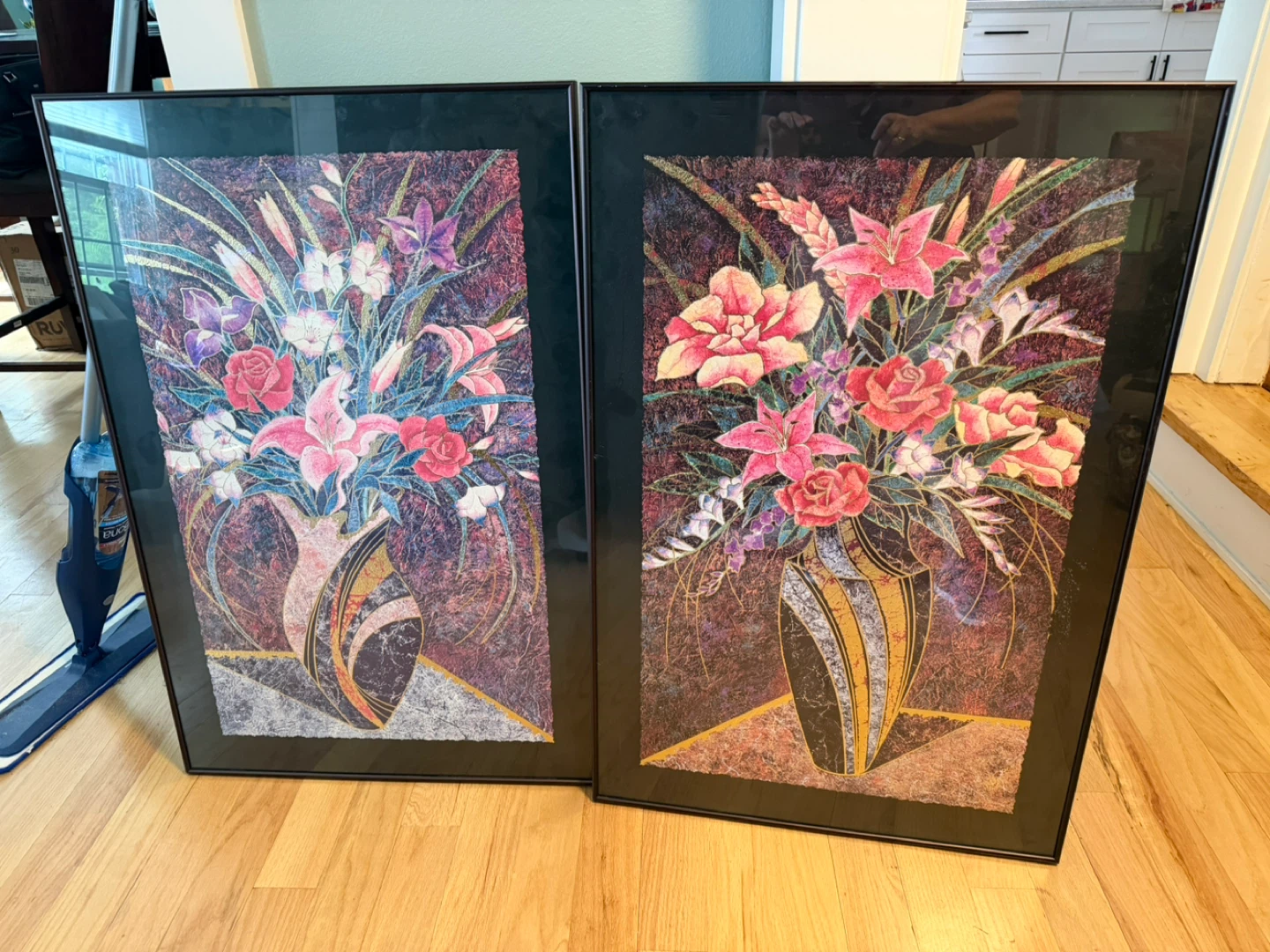 Set of 2 Framed Floral Vase Art Prints