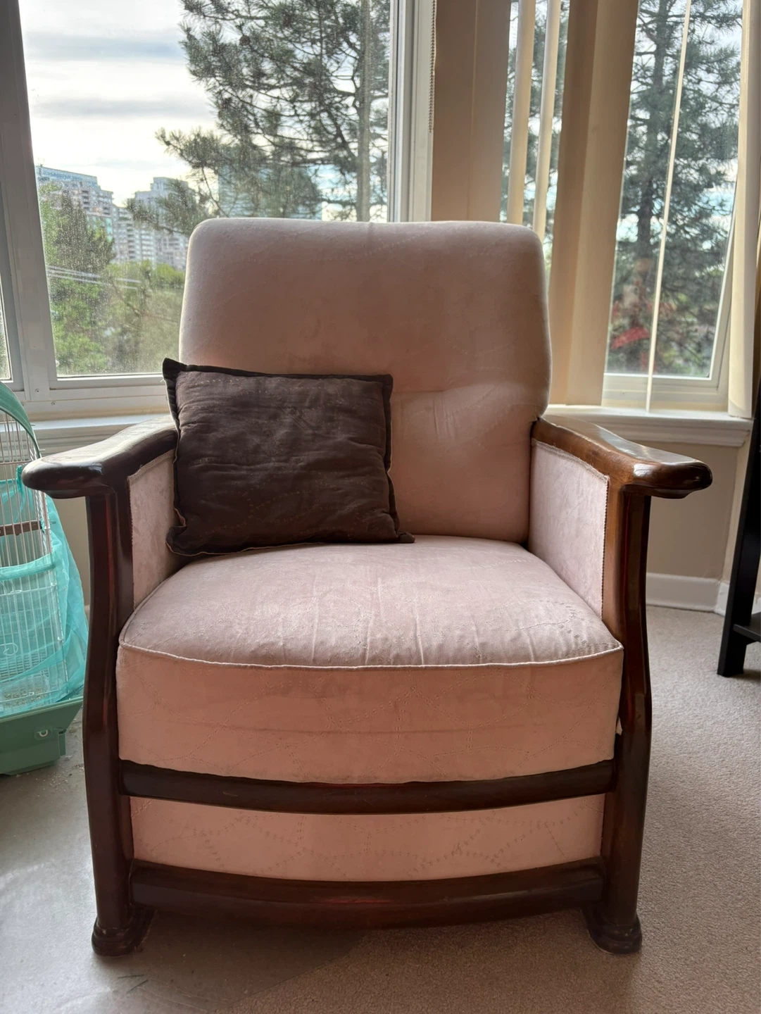 Armchair with wood accents