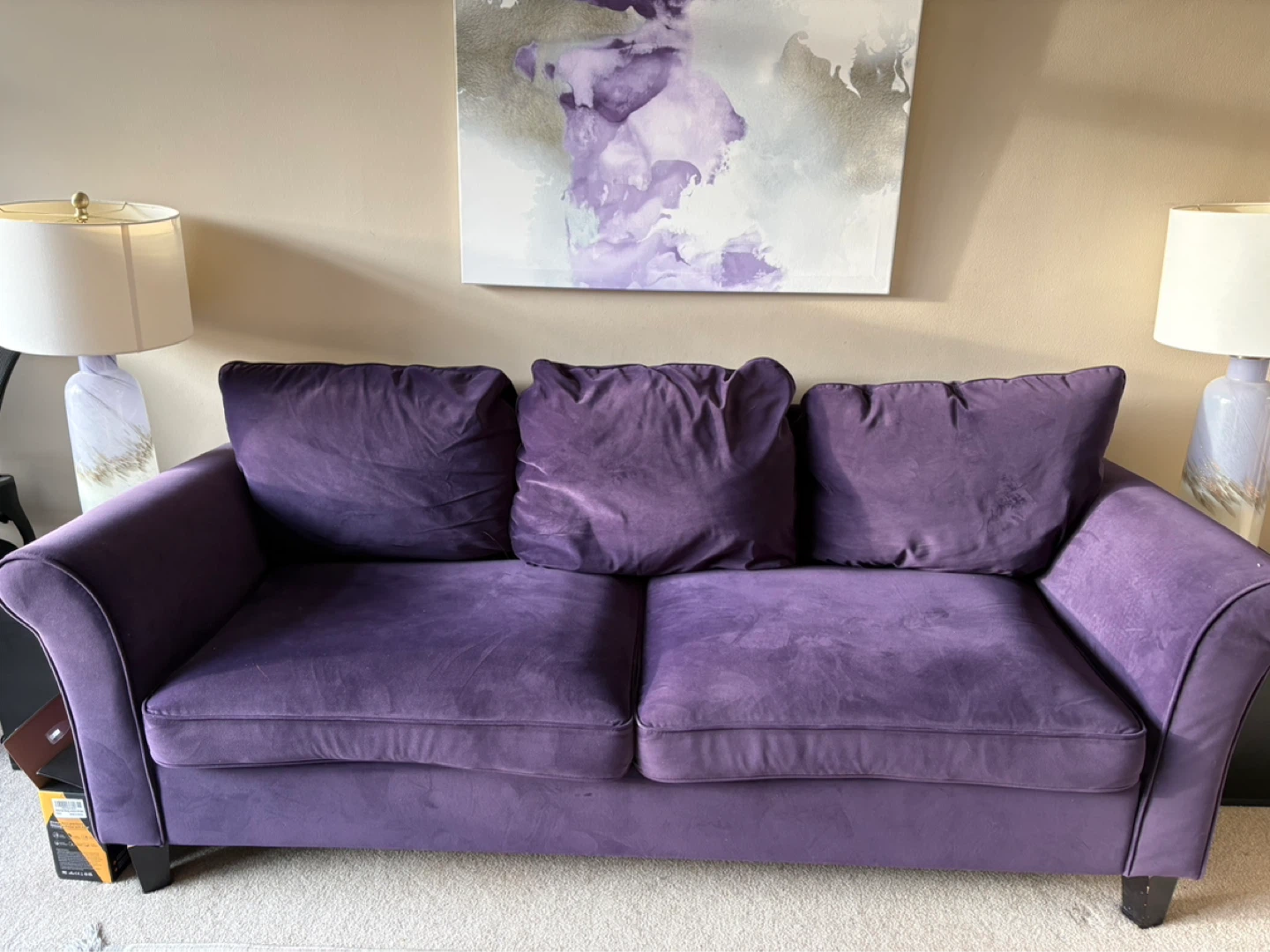 Purple Three-Seater Sofa