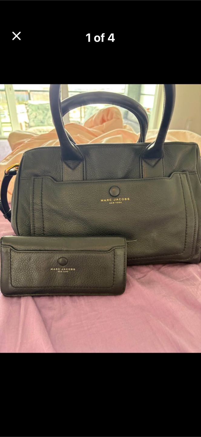 Marc Jacobs Black Leather Tote Bag