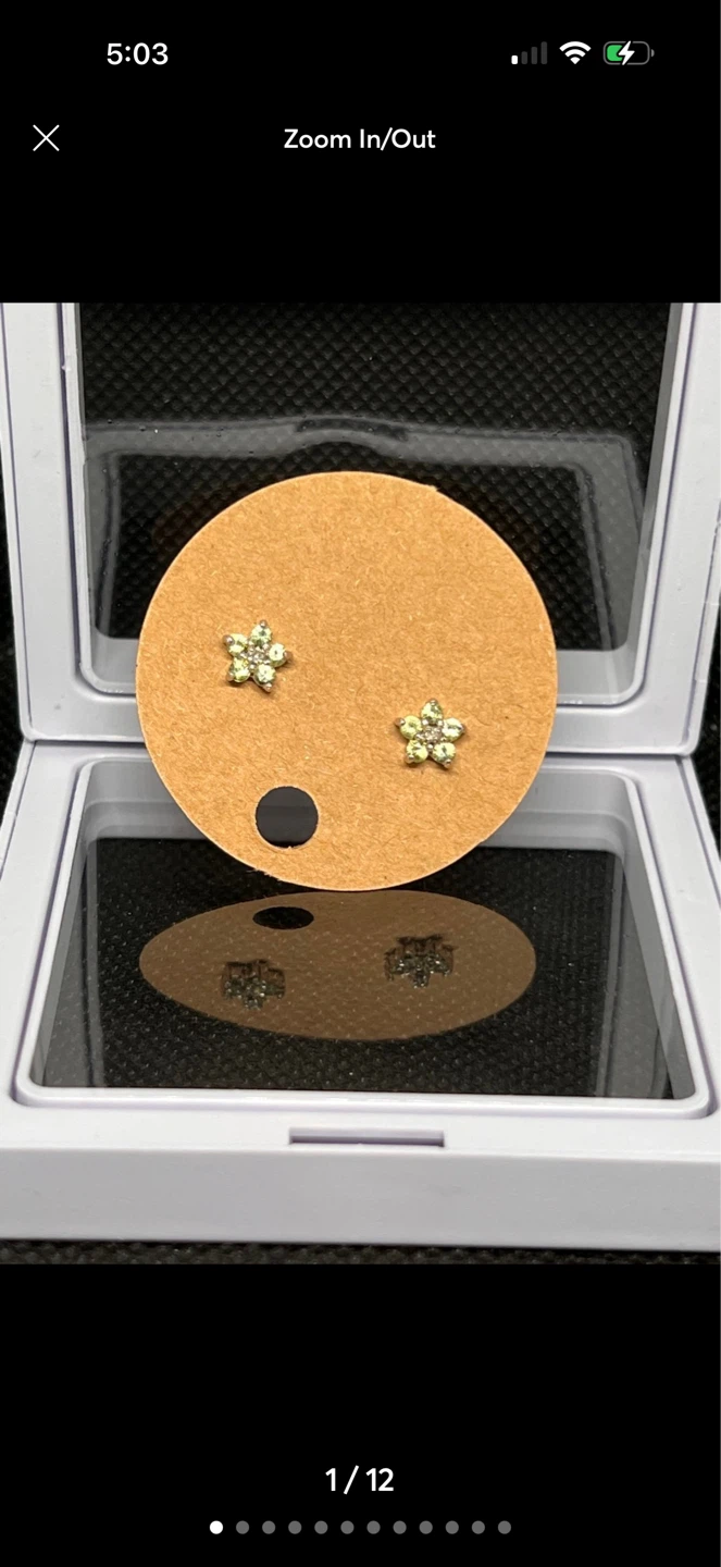 Flower Stud Earrings with Rhinestones - photo 2
